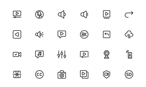 Playback and Media Control symbol series depicting volume, track selection, and control bar for smooth user experience vector