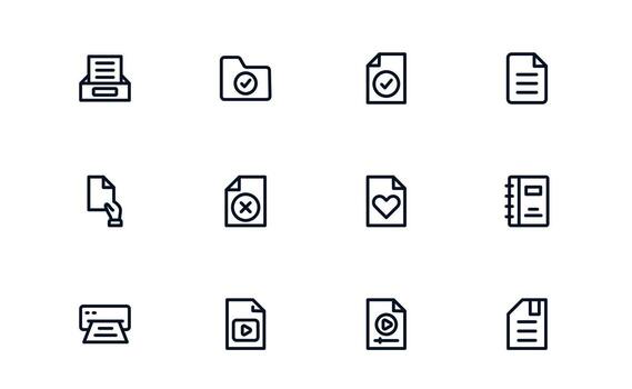 Document Processing and Workflow Management modern flat icon set for office automation and document efficiency vector