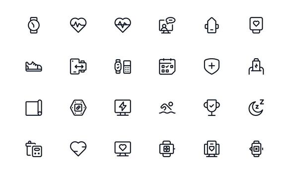 Health Tracker icon set representing energy tracking, active minutes, and exercise consistency for maintaining good health vector