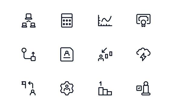 productividad icono conjunto representando flujo de trabajo automatización, actuación seguimiento, y eficiencia herramientas para mejor resultados a trabajo vector