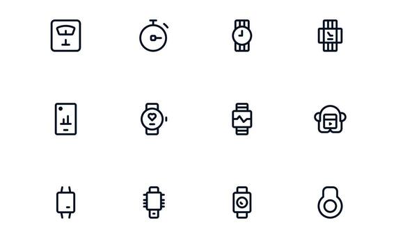 Health Tracker icon set representing running progress, calorie burn, and activity graphs for complete wellness monitoring vector