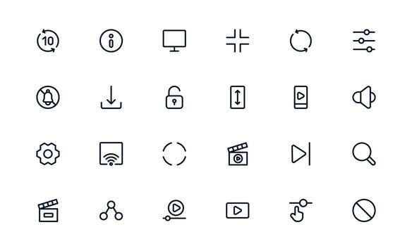 Playback and Media Control UI icons displaying stop, record, play, and audio control buttons for interactive applications vector