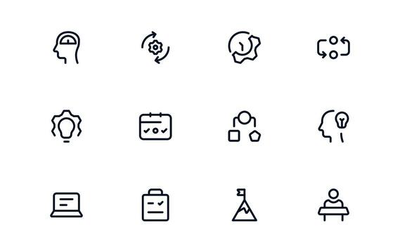 productividad icono conjunto representando calendario Planificación, objetivo configuración, y Progreso rastreo para lograr organizado y enfocado trabajo rutinas vector