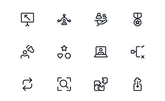Productivity icon set highlighting project milestones, progress bars, and workflow tracking for efficient goal completion vector