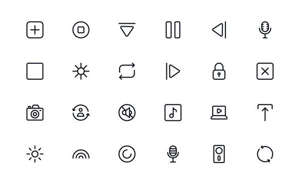 Playback and Media Control collection showing pause, repeat, shuffle, and volume icons for digital media management vector