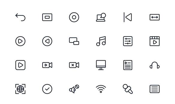 Playback and Media Control symbol pack showing modern playback interface, time bar, and equalizer control tools vector