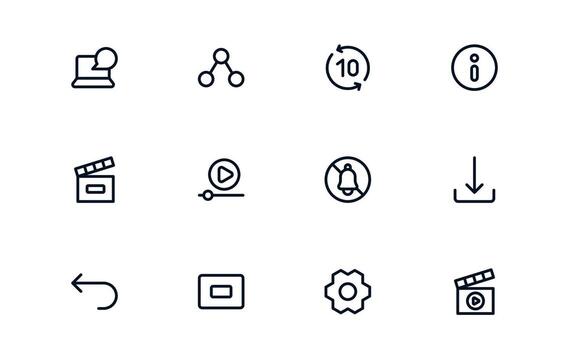 Playback and Media Control icon bundle highlighting play, pause, and skip functions in minimal flat design vector