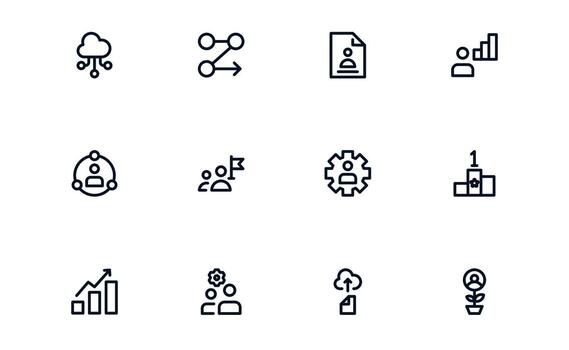 Productivity icon set illustrating time tracking, task prioritization, and milestone management for enhanced daily work efficiency vector