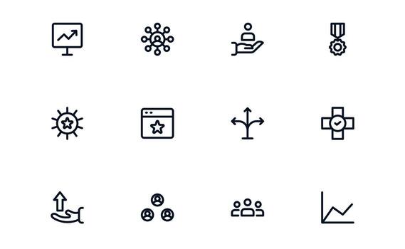 productividad icono conjunto representando proyecto gestión, objetivo seguimiento, y organizado trabajo procesos para eficaz diario productividad vector