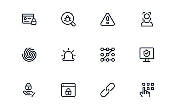 Security icon set representing secure devices, antivirus tools, and network protection solutions vector
