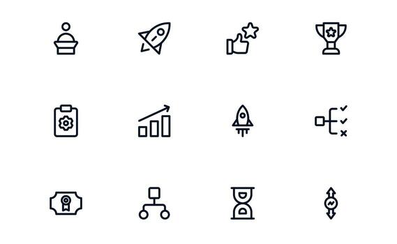 productividad icono conjunto representando trabajo en equipo, colaboración, y organizado horarios para mejor eficiencia y estructurado trabajo administración vector