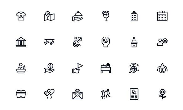 evento planificación icono conjunto ilustrando actividad Planificación, proyecto planificación, y evento coordinación para eficaz y suave administración vector