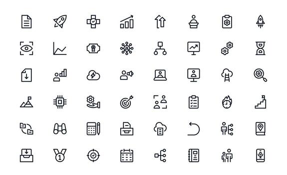 productividad icono conjunto representando equipo coordinación, proyecto planificación, y flujo de trabajo supervisión para estructurado y productivo dias laborables vector