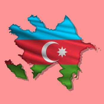 Azerbaijan flag on the map vector