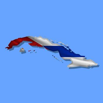 3D map of Cuba with colors vector