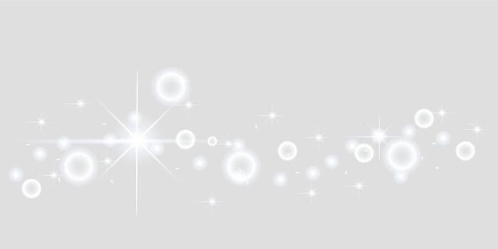 Glowing abstract light orbs and starbursts on soft grey background. vector