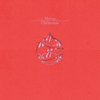 Merry Christmas Minimal Papercut Greeting card Design With Christmas Ball Frame with coquette bows pattern inside. Paper Cut Background with rough texture. Illustration vector