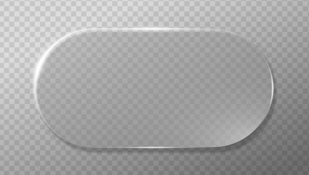 Clear glassmorphism with crystal panel and light reflections. Modern 3D glass morphism mockup for digital UI or game interface. vector