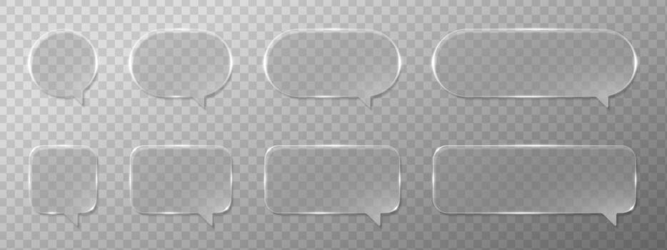 Futuristic glassmorphism interface with glossy buttons, frosted panels and blurred reflections. Clean glass morphism 3D layout for digital app or website templates. vector
