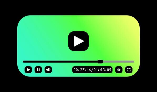 Professional media player design with minimal buttons, detailed timeline, and smooth control layout. Ideal for sleek app design, responsive websites, and premium UI kits vector