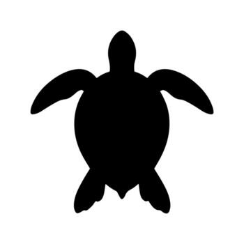A silhouette of a sea turtle, viewed from above, styled as a black icon with a simple, clean-cut shape, on a white background.eps vector