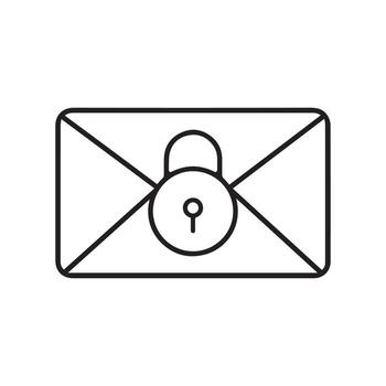 Secure envelope icon with a lock symbolizing encrypted email communication and data protection concept. vector