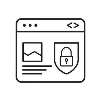 Secure website interface icon with lock and data elements, representing online safety and protection vector