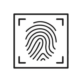 Fingerprint scan icon representing digital security and identity verification on white background vector