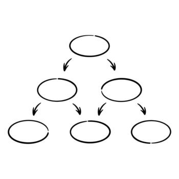 mano dibujo jerarquía gráfico estructura con blanco círculos vector