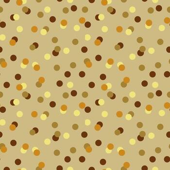 Gold polka dot seamless pattern. Festive repeating background with confetti serpentines. Repeated round dots to form regular rapport. Design for fabric, textile, wrapping, Christmas banner, wallpaper vector