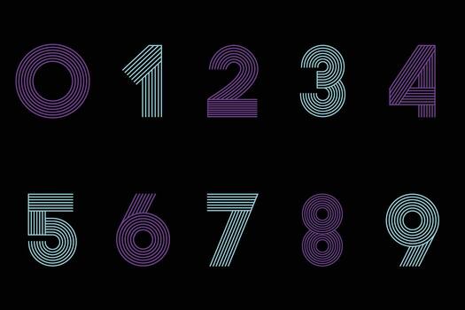 Number Set in Line Style for Count Design Ornament vector