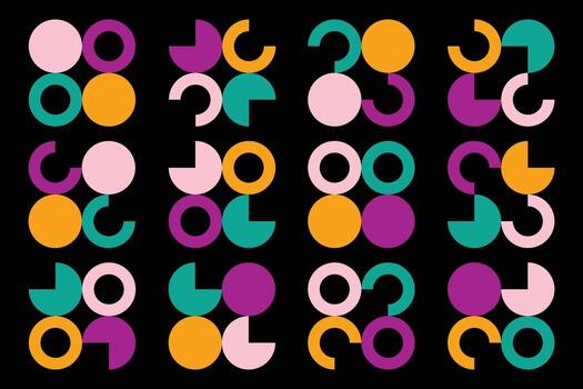 Abstract circle pattern set for artistic design ornament vector