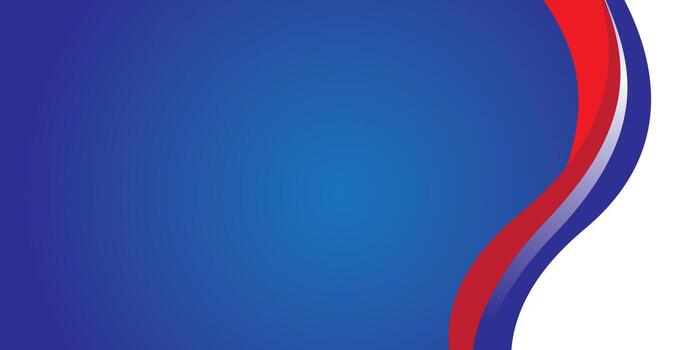 Abstract background with dark blue gradient, decorated with red, white, and blue wavy lines on the right side vector