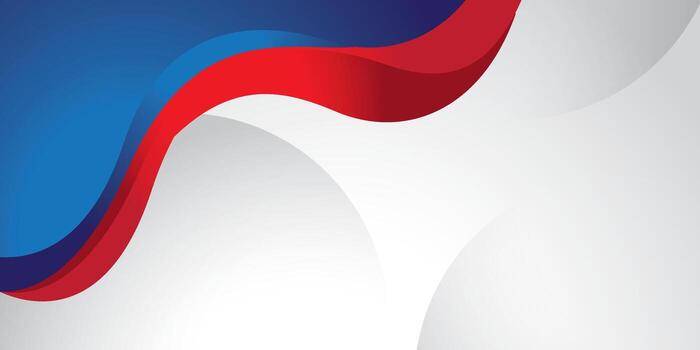 Abstract background with flowing red and blue waves over a gray and white background vector