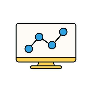 negocio Estadísticas interfaz con línea gráfico y datos visualización en computadora monitor ilustración vector