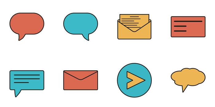 Modern Icons of Text Message, Chat Bubble, and Email in Flat Style for UI and UX Design vector