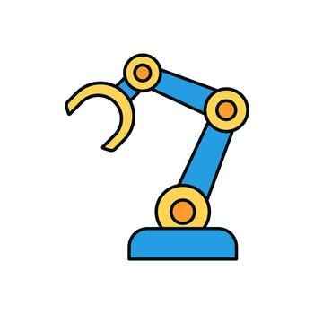 Colorful robot arm symbol representing artificial intelligence, industry 4.0, and modern engineering tools vector