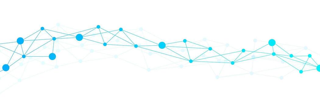 Abstract geometric network connecting dots and lines. Blue digital technology futuristic communication high tech on transparent background vector