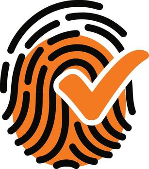 Fingerprint with check mark, identity verification and security concept vector