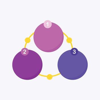 tres pasos circular infografía diagrama con vistoso conectado formas para negocio presentación. vector