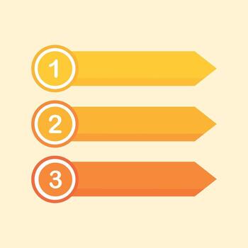 Three colorful infographic labels with numbers one to three, perfect for presentation, business, or data visualization design. vector