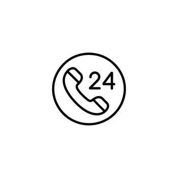 Always Available Round the Clock Call Center Assistance Symbolizing Dedicated Customer Support Services, Featuring 24 Hour Telephone Assistance Icon, Representing Nonstop Help and Support Availability vector