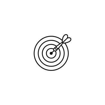 Minimalist Target Board Design Featuring an Arrow Centered on the Bullseye Emphasizing Precision and Achievement in a Sleek and Modern Artistic Representation for Goals and Success vector