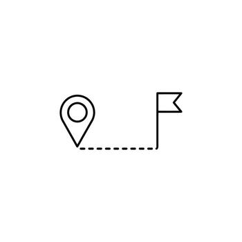 Navigating New Routes an Exploration of Wayfinding Principles and the Representation of a Dotted Path to a Destination Marked by a Flag and Location Pin Icon vector