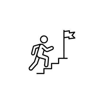 The Pursuit of Success a Determined Individual Climbing Stairs Towards a Flag Symbolizing Achievement Personal Growth and the Realization of Goals a Testament to Effort and Dedication vector