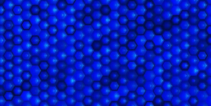 Blue hexagon honeycomb background, luminous tech pattern, futuristic grid texture seamless tile. illustration. vector