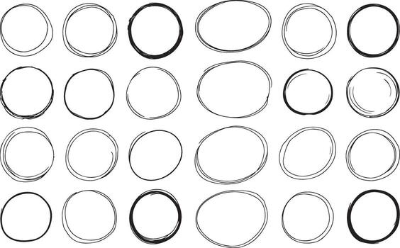 Sketchy Doodle Style Oval Circles Grouped On Checked Style Pattern vector