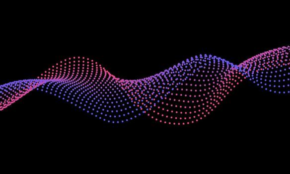 vibrant gradient dots forming a flowing wave pattern on dark background futuristic style vector