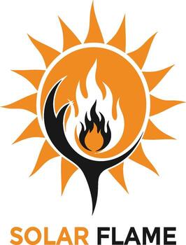 Symbolizing the fusion of solar energy and fiery passion, this logo design captures the essence of power and dynamism with its striking visual elements vector