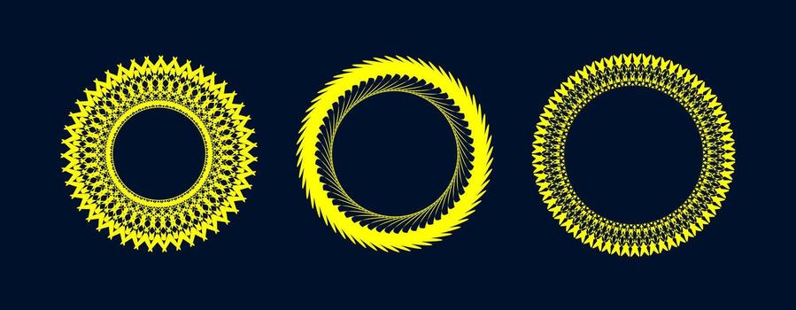 Yellow circular geometric patterns vector